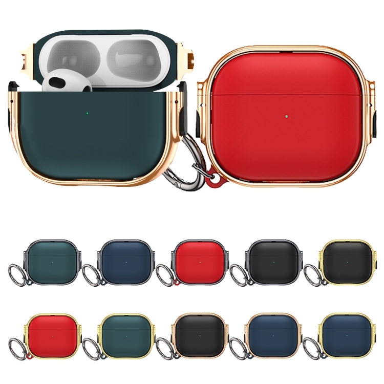 For  AirPods Pro 2 Drop-proof Case Split Design Plating Protection Cover(Rose Gold+Black)