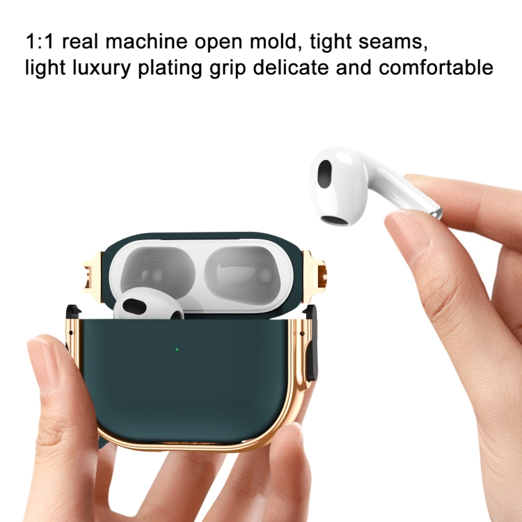 For  AirPods Pro 2 Drop-proof Case Split Design Plating Protection Cover(Rose Gold+Black)