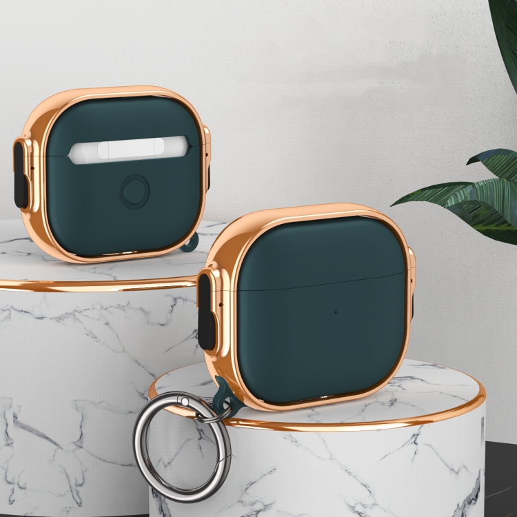 For  AirPods Pro 2 Drop-proof Case Split Design Plating Protection Cover(Rose Gold+Black)