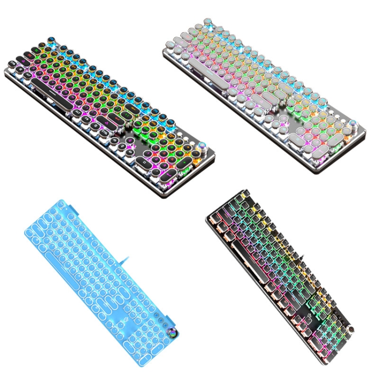 K820 104 Keys Retro Punk Plating Knob Glowing Wired Green Shaft