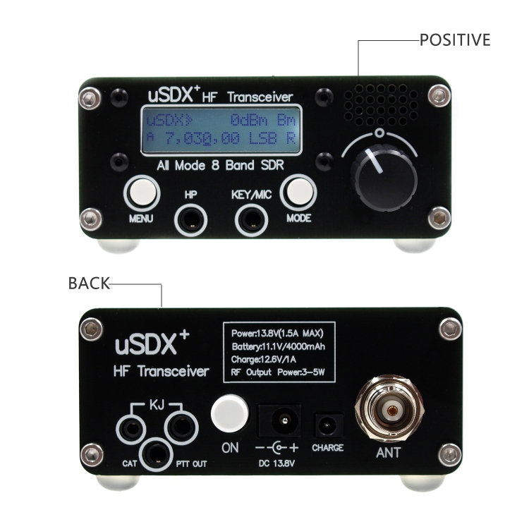 Usdr Usdx + V2 Plus 8 밴드 SDR 전체 모드 HF SSB QRP 고주파 트랜시버, 사양: 전원 공급 장치 없음