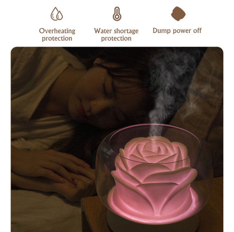 Umidificatore a tempo con diffusore per aromaterapia alla rosa da 400 ml con  luce a sette colori, spina CN (grigio)