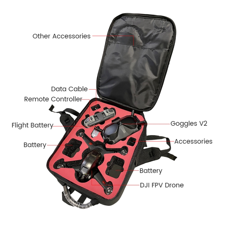 Para DJI FPV Drone Bolsa de hombro Impermeable Resistente al desgaste Bolsa de almacenamiento de tela Oxford (Negro) - B4