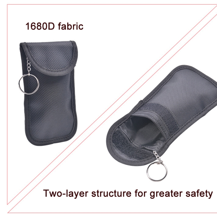Double Buckle Car Key Signal Shielding Bag Anti-Magnetic RFID Card Case(Black) - B4