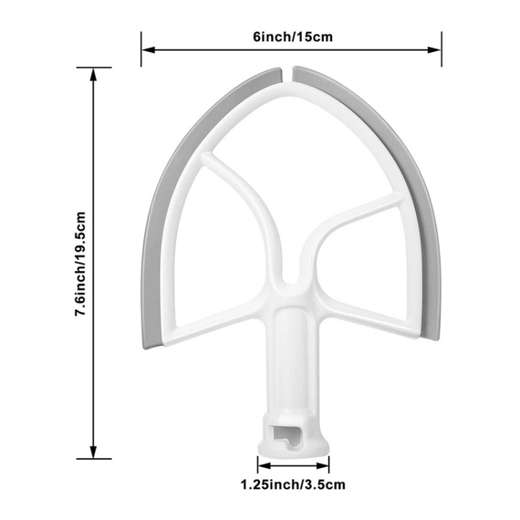 For KitchenAid 5QT Bowl-Lift Stand Mixers Plastic Flat Beater Paddle With  Silicone Edges