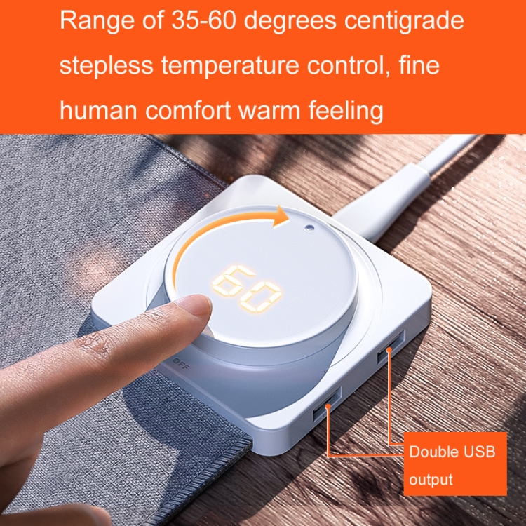 Tapis de souris chauffant en cuir avec contrôle de la température à  affichage numérique, prise CN