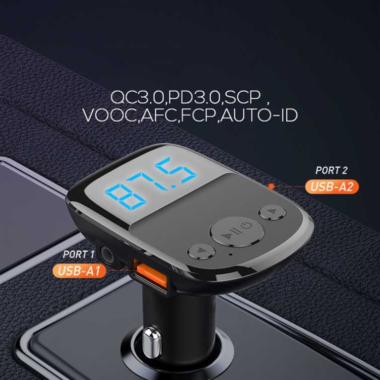 LDNIO C706Q QC3.0 + AUTO-ID Voiture Bluetooth FM Musique Affichage  Numérique Chargeur de Voiture avec Câble 8 Broches