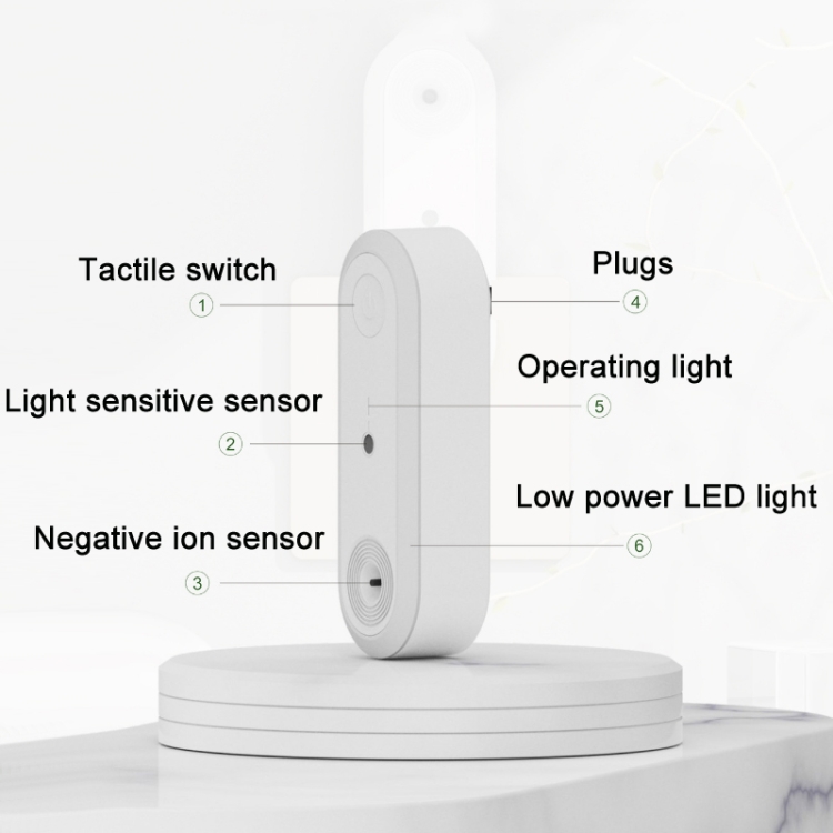 Negative Ion Air Purification Intelligent Sensor LED Night Light(EU Plug) - B2
