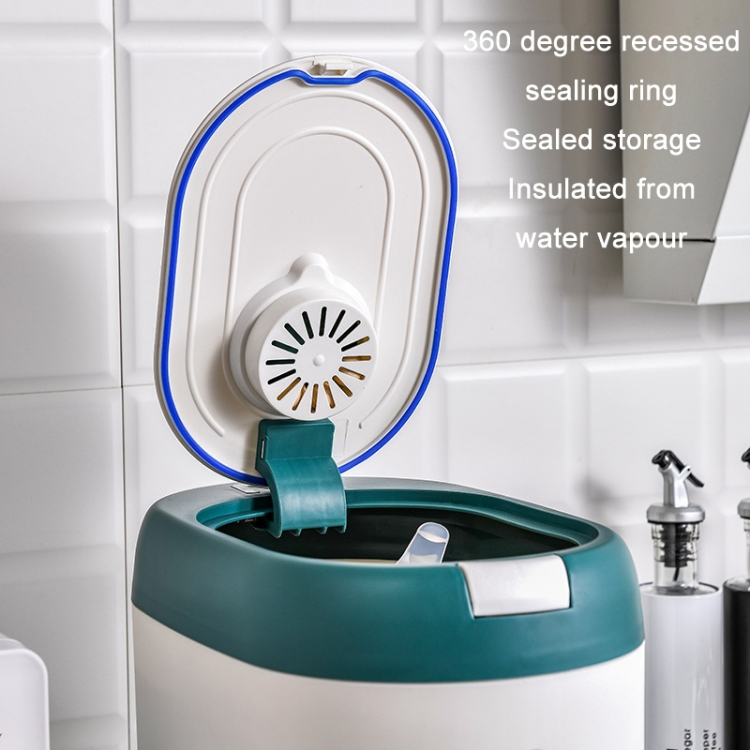 Kitchen Sealed Moisture Dust Proof Storage Rice Bucket, Color: Green 5kg