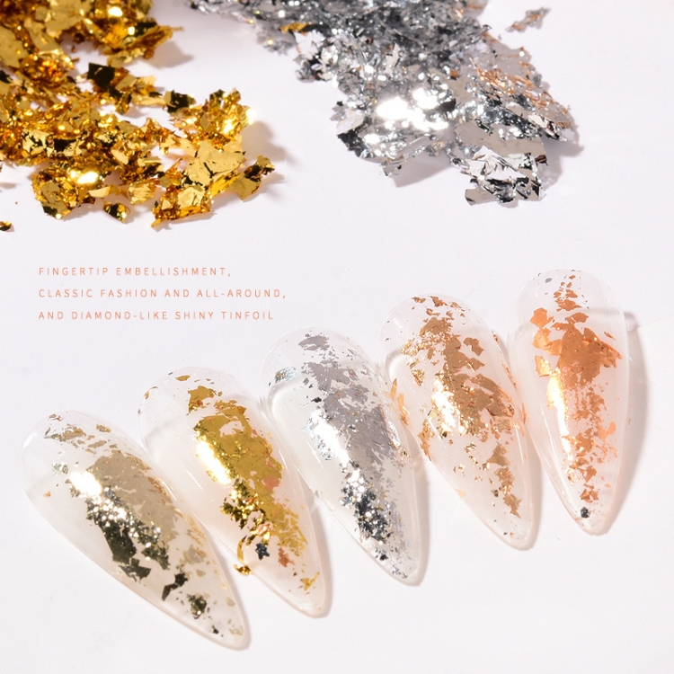 10 PCS K Gold Tin Foil Nail Decoration Nail Polish Adhesive Sticker(01 Gold)