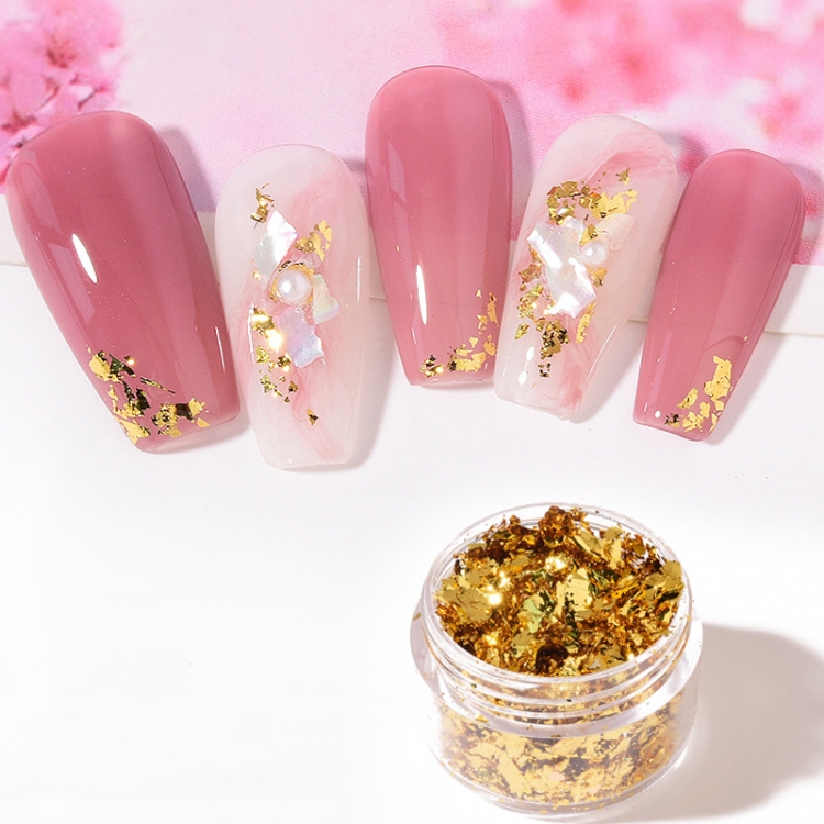 10 PCS K Gold Tin Foil Nail Decoration Nail Polish Adhesive Sticker(05  Champagne Gold)