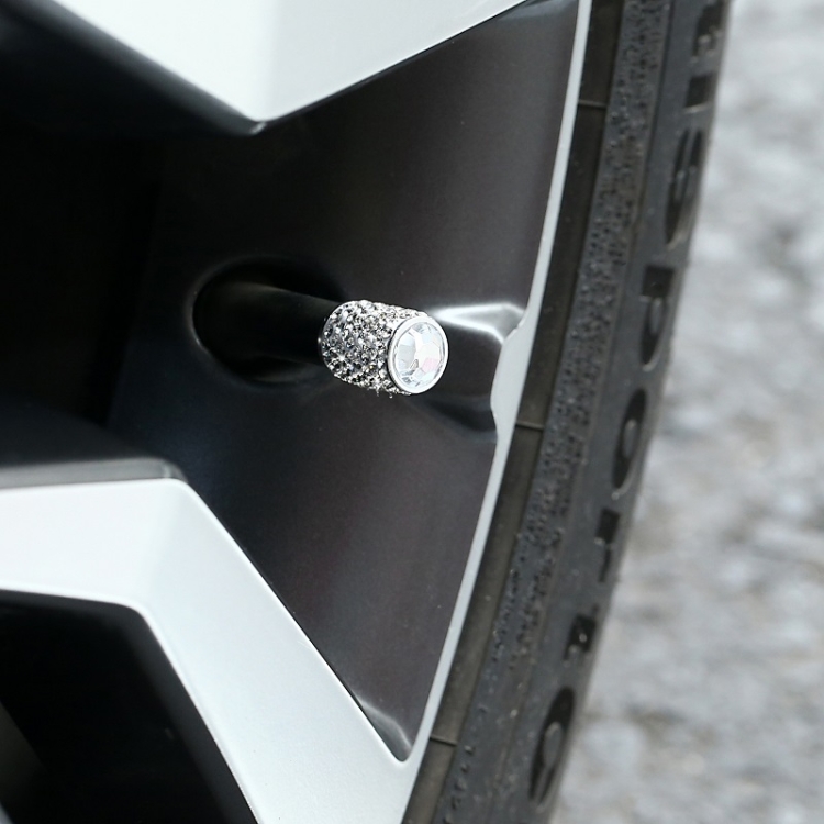 Bouchon de valve en aluminium plein diamant pour pneu de voiture avec joint  (bleu foncé)