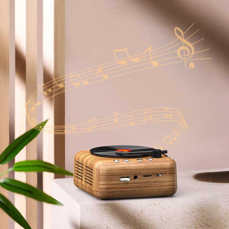 Manovo H3 Retro Vinyl Record Player Shape Mini Bluetooth Speaker, Color: Black Manovo H3 Retro Vinyl Record Player Shape Mini Bluetooth Speaker, Color: Black