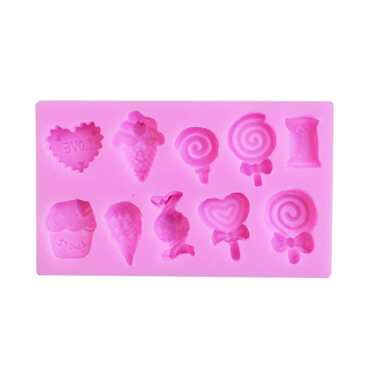 G114 Candy Lollipop Ice Cream Shape Silicone Mold Chocolate Biscuits Cake  Decoration