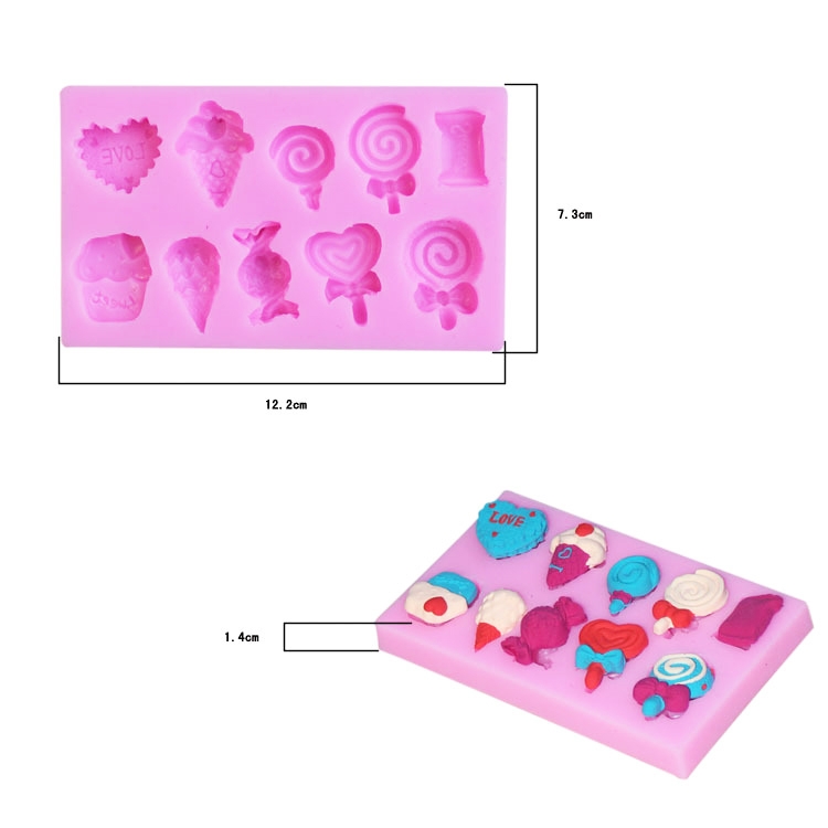 G114 Candy Lollipop Ice Cream Shape Silicone Mold Chocolate Biscuits Cake  Decoration