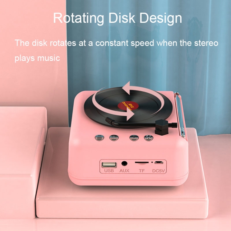 Manovo H3 Macaron Vinyl Record Player Bluetooth Speaker Retro Radio Stereo(Blue)