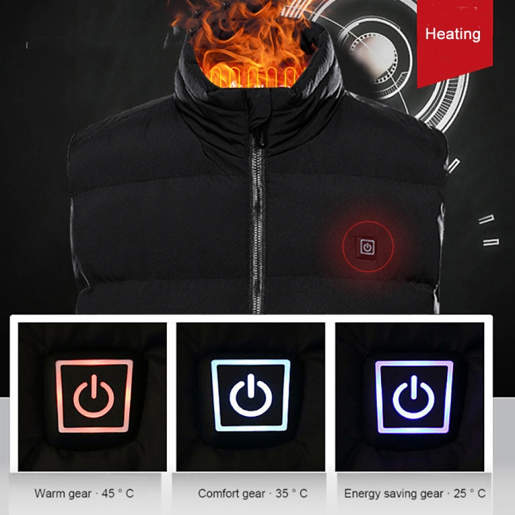Gilet chauffant intelligent d'hiver sous-vêtement chaud USB, taille: M  (noir)