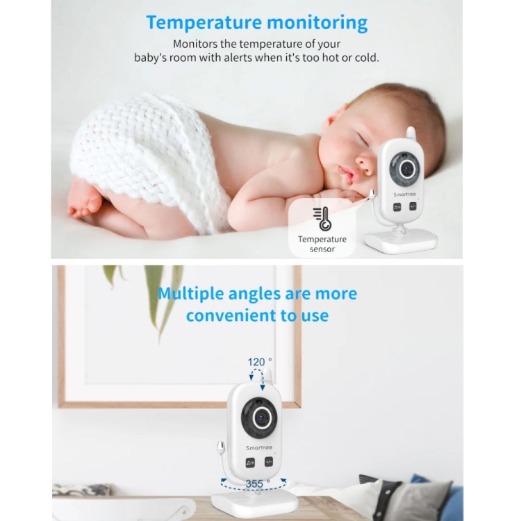 UU24 Monitor inalámbrico para bebés de 2,4 pulgadas Monitor de temperatura de la cámara Audio de 2 vías VOX Lullaby Enchufe de EE. UU. - B2