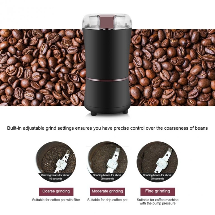 M200B Electric Mini Coffee Grinder Grain Bean Grinding Machine, Spec: EU  Plug(Black)