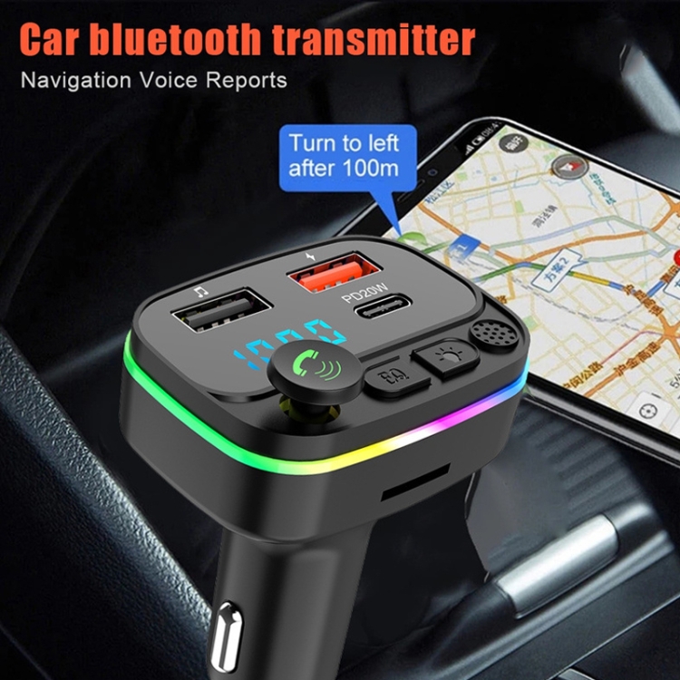 P4-QC3.0 Voiture MP3 Bluetooth Lecteur mains libres Transmetteur FM de  voiture