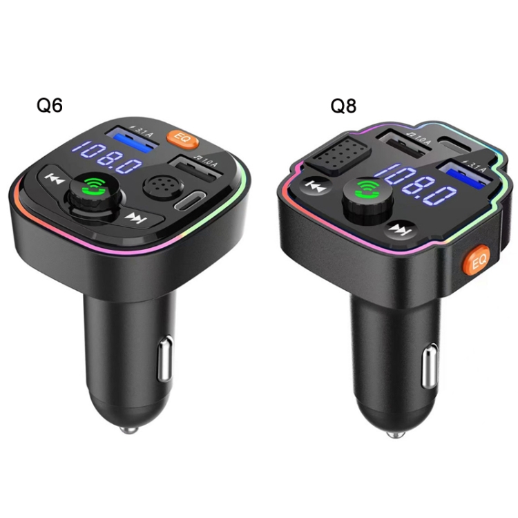 Q8 Car Bluetooth FM Transmitter Dual USB 3.1A Quick Charge Ambient Light