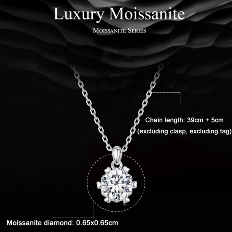 MSN006 Plata esterlina S925 Hexagonal Moissanite Colgante Collar chapado en oro blanco - B2