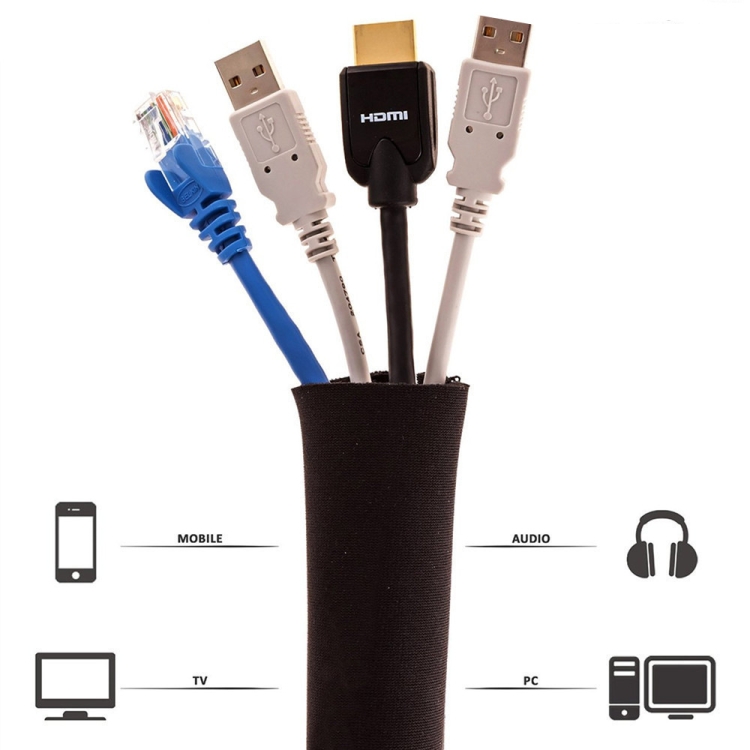 3 In 1 5m Kit Cord Management Organizer Kit Cable Sleeve With Zipper Cable Clip 3 In 1 5m Kit Cord Management Organizer Kit Cable Sleeve With Zipper Cable Clip
