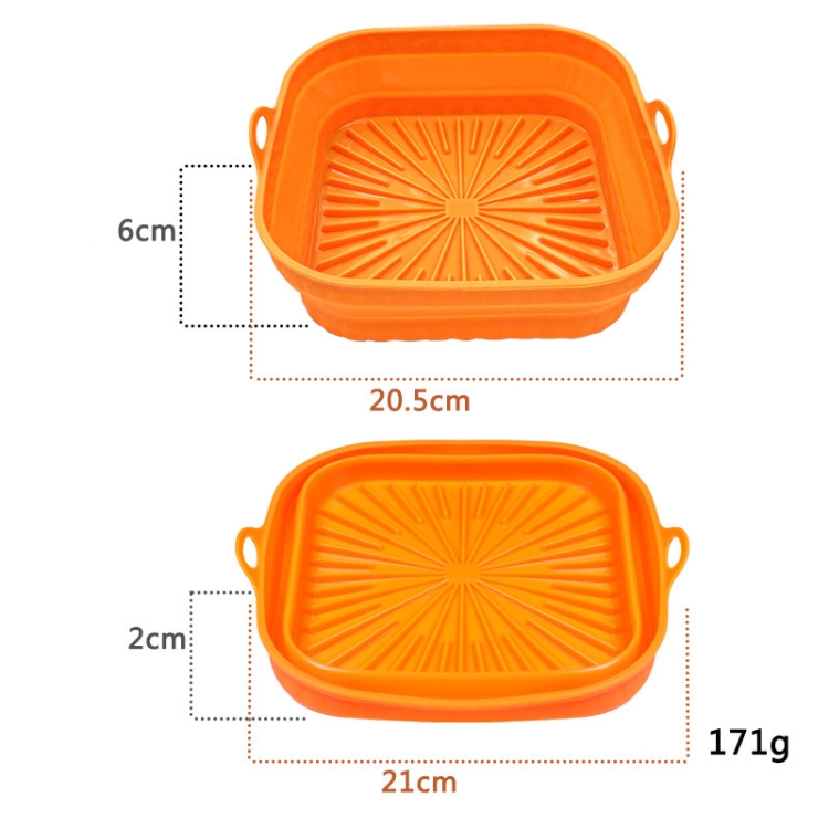 Teglia da forno in silicone resistente alle alte temperature con tappetino  per griglia per friggitrice ad aria, specificazione: arancione quadrato