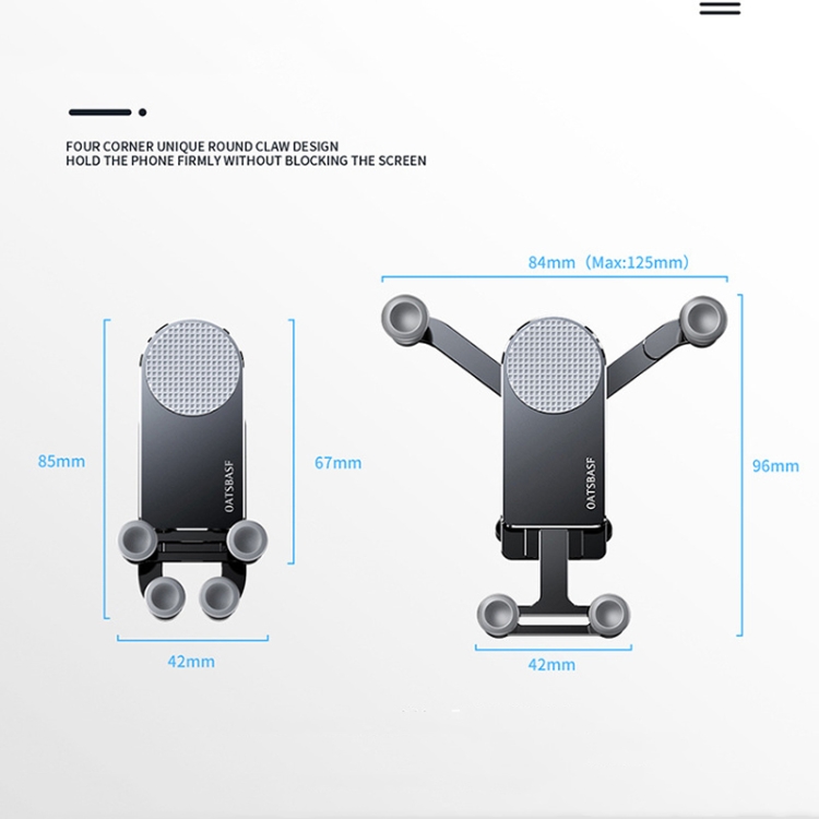 Oatsbasf Car Gravity Phone Holder For 4.7-6.9 Inch Phone,Spec: Air Outlet Type Silver Oatsbasf Car Gravity Phone Holder For 4.7-6.9 Inch Phone,Spec: Air Outlet Type Silver