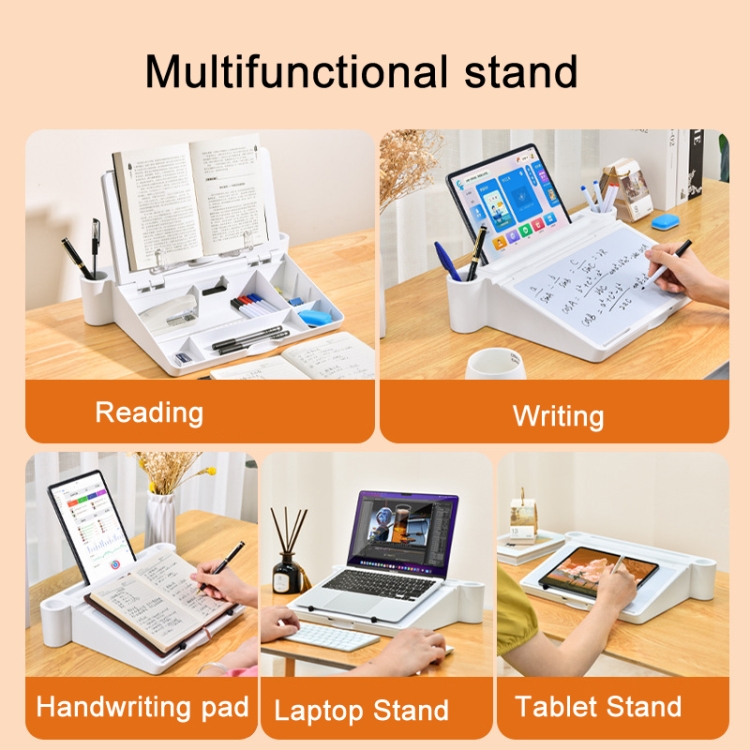 Foldable Reading Table Reading & Writing & Storage 3-in-1 Multifunctional Table Folding ...