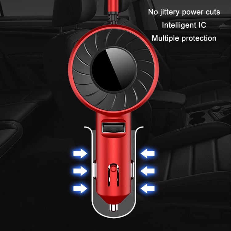 3 In 1 USB Dual Cable Single Pull Retractable Car Charger(Black) 3 In 1 USB Dual Cable Single Pull Retractable Car Charger(Black)