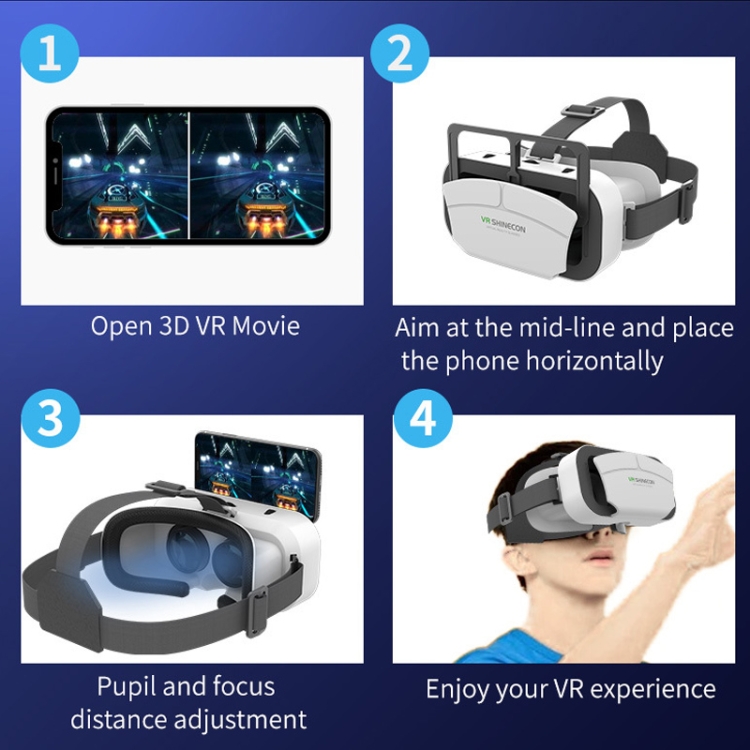 VRSHINECON G12 VR Glasses 3D Movie All In One Game Machine Immersive Virtual Reality Glasses(White) - B7