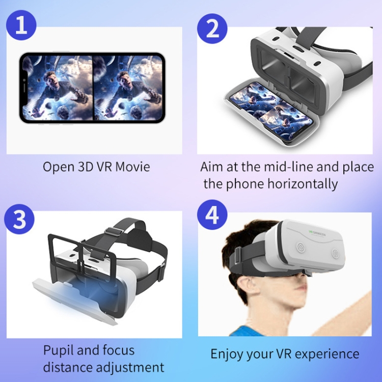 VRSHINECON G15 Casco Realidad virtual Gafas VR Todo en uno Juego Teléfono Gafas 3D (Negro) - B6