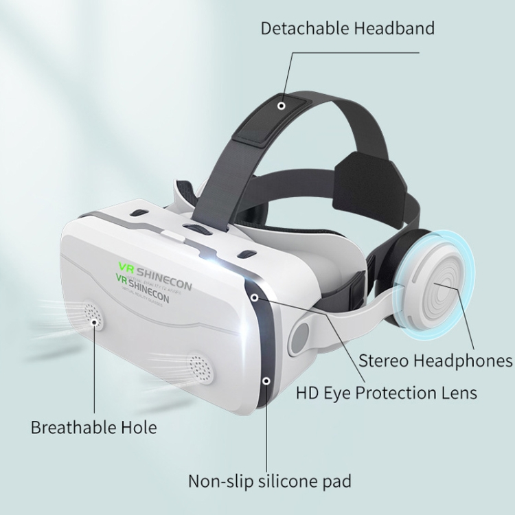 VR SHINECON G15E Auriculares especiales para teléfono todo en uno con gafas 3D Consola de juegos VR (Blanco) - B3