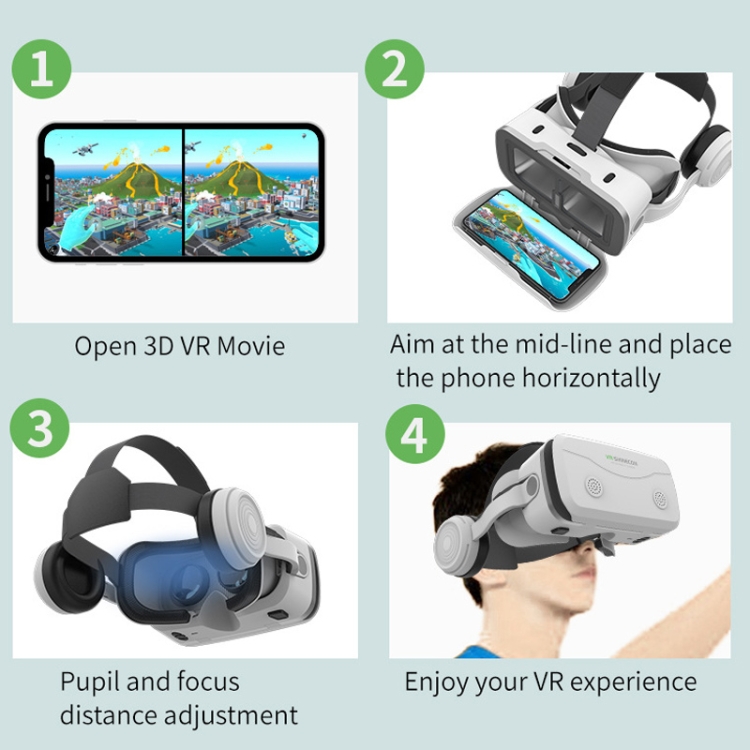 VR SHINECON G15E Auriculares especiales para teléfono todo en uno con gafas 3D Consola de juegos VR (Blanco) - B6