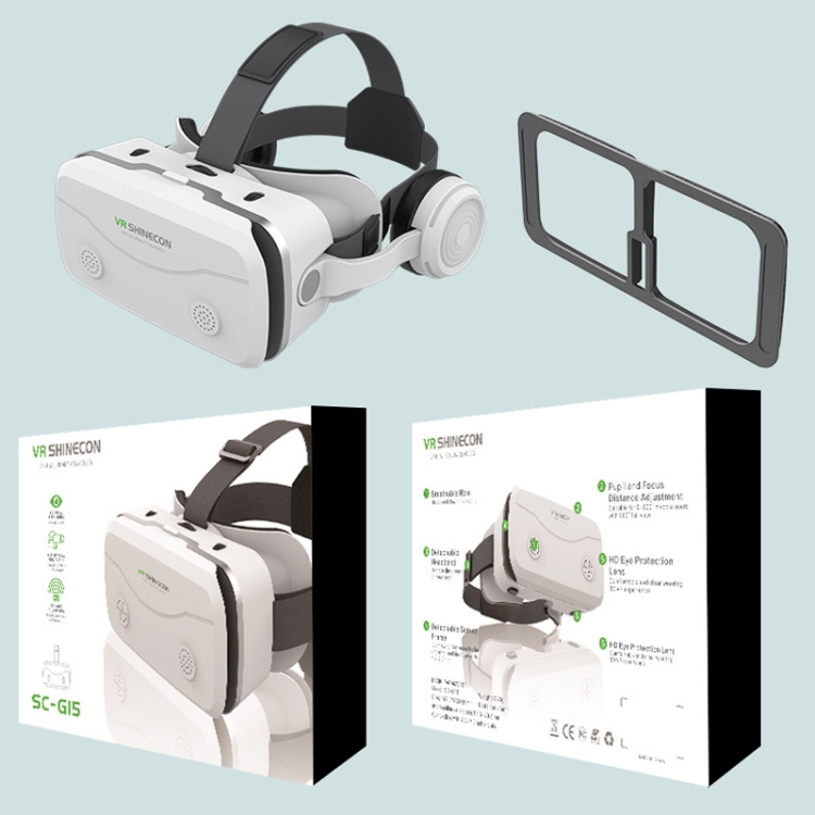 VR SHINECON G15E Auriculares especiales para teléfono todo en uno con gafas 3D Consola de juegos VR (Blanco) - B8