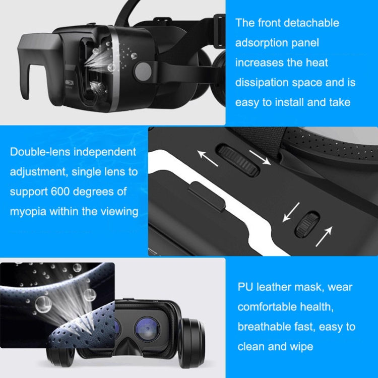 VR SHINECON G04EA Aumento de la versión 7th VR Gafas 3D Juego de realidad virtual Gafas digitales con auriculares - B4