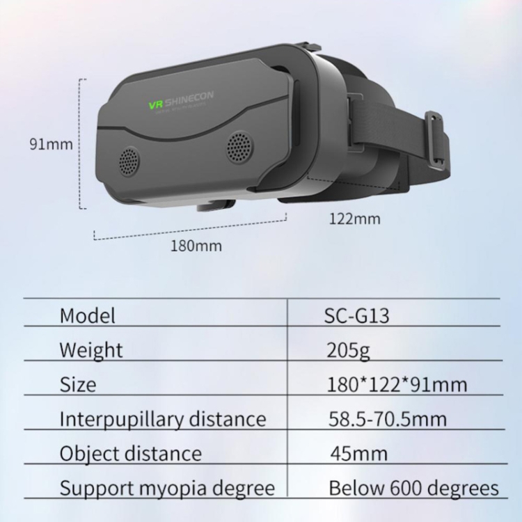 VR SHINECON G13 Gafas de realidad virtual VR Teléfono móvil Juego de películas Gafas digitales 3D (Negro) - B7