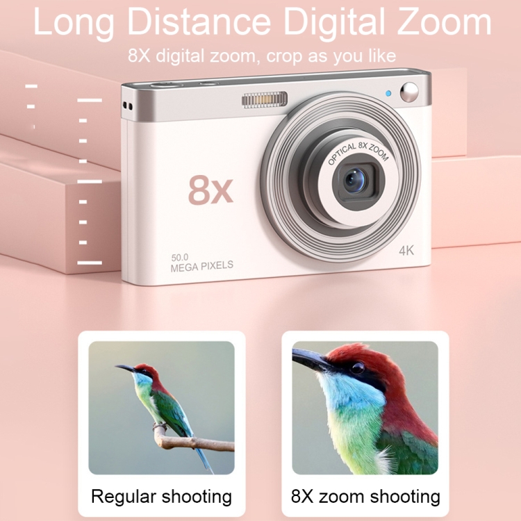 C13 2.88 pulgadas 4K 8X Zoom óptico Lente telescópica HD Cámara digital, Especificaciones: Blanco - B3