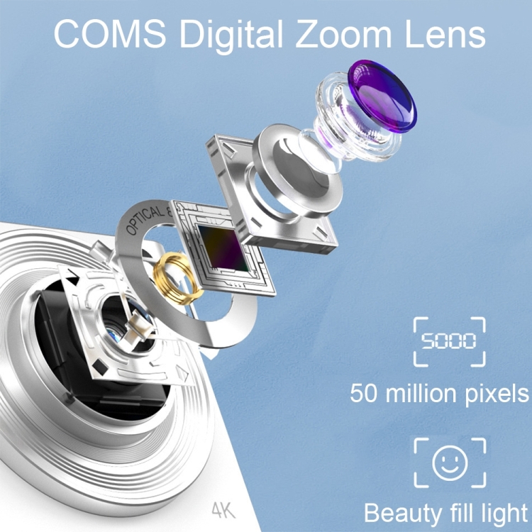 C13 2.88 pulgadas 4K 8X Zoom óptico Lente telescópica HD Cámara digital, Especificaciones: Blanco - B6