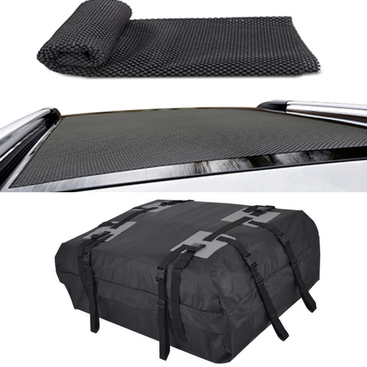 Equipaje de techo impermeable universal para coche de 15 pies cúbicos,  bolsa de techo para caravana al aire libre + alfombrilla antideslizante  (negro)