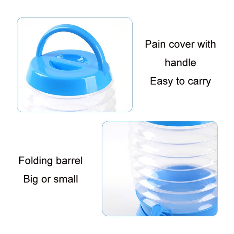 2 PCS PE Pliant Sac À Eau Shrink Seau Extérieur Portable Bouteille D'eau,  Capacité: 8L (Couverture Bleue)