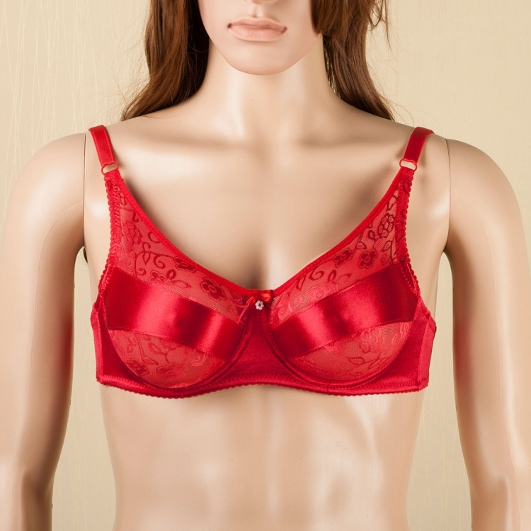 BR-JKN1063 Crossdressing Fake Breast Bra Without Fake Breast, Size:  38/85D(Red)