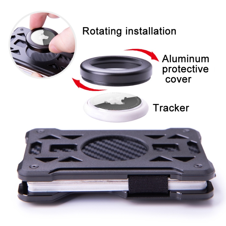Localisateur de suivi Portefeuille en cuir Porte-cartes antivol RFID pour  AirTag, Couleur : Fermeture à glissière-Noir