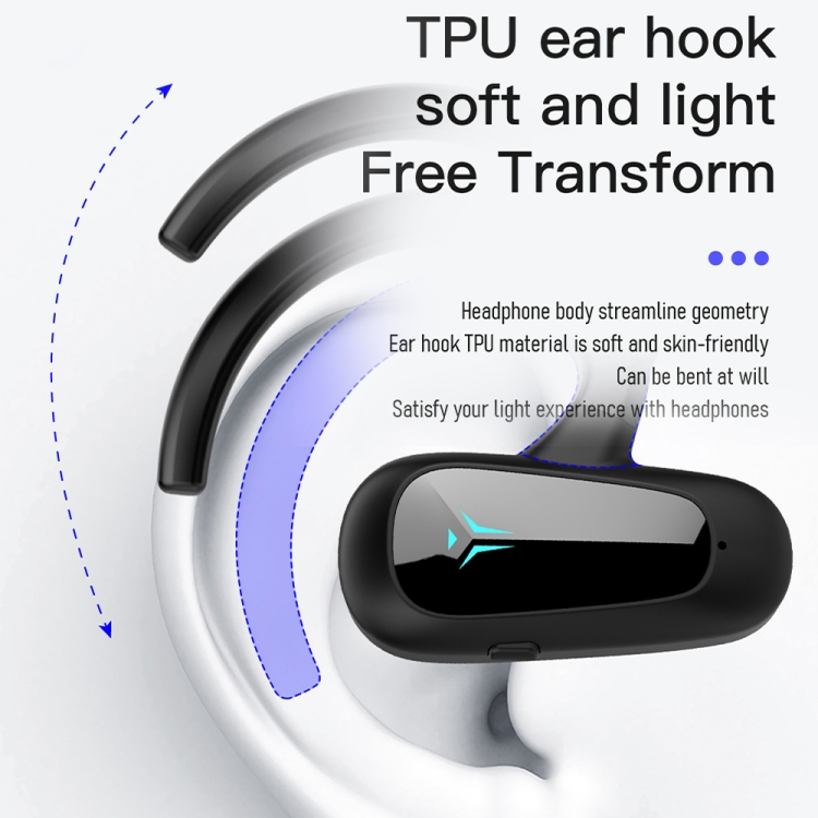 Bone Conduction Concepts Digital Display Stereo Bluetooth Earphones, Style: Single Ear(Black) Bone Conduction Concepts Digital Display Stereo Bluetooth Earphones, Style: Single Ear(Black)