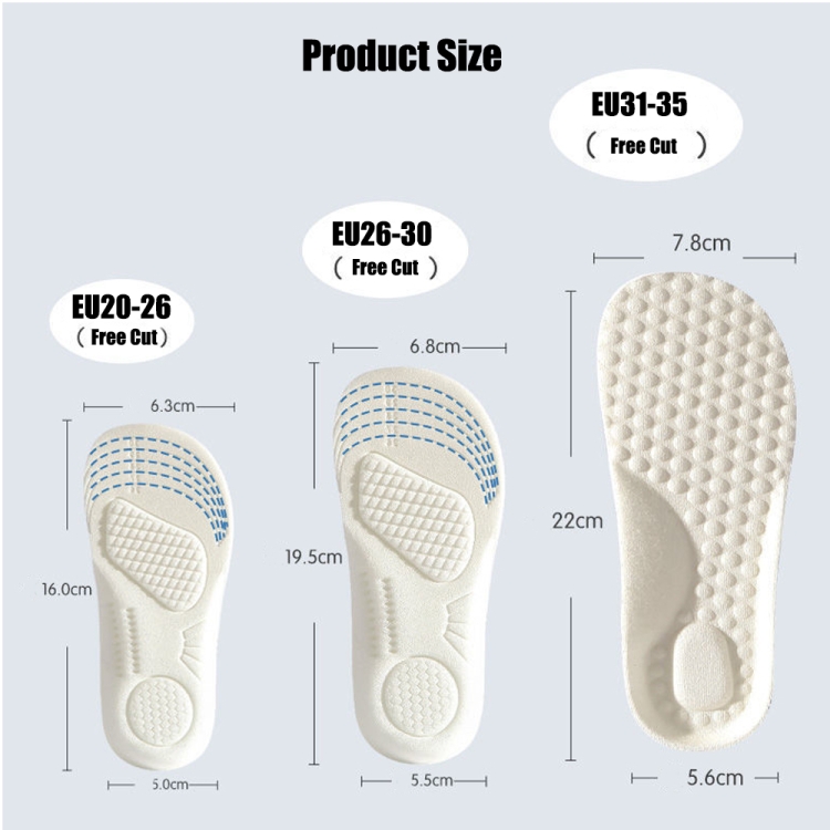 Size 31 Insole 6 คู่เด็กโฟม Insoles นุ่มระบายอากาศ Cuttable กีฬา Insoles อัพเกรด (30-31)