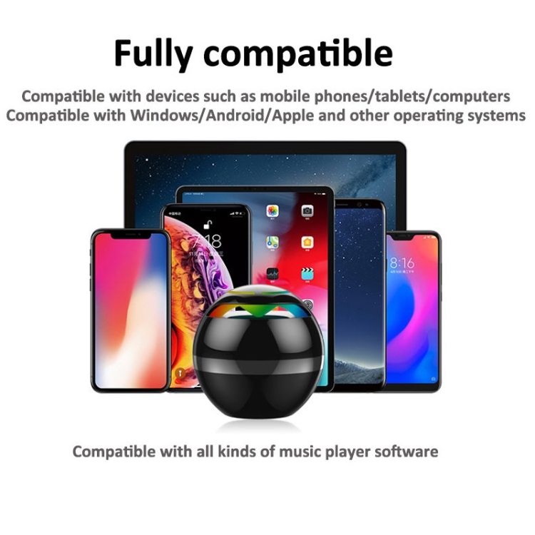 GS009 Bluetooth 4.2 Round Ball Small Speaker With Colorful Light Support TF Card / FM(Black) GS009 Bluetooth 4.2 Round Ball Small Speaker With Colorful Light Support TF Card / FM(Black)