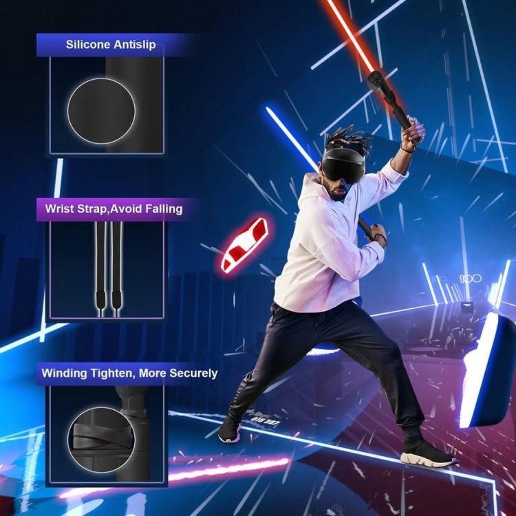 Para Meta Quest Pro VR Gafas Juego de golf Poste de luz Mango Varilla extendida (Negro) - B4