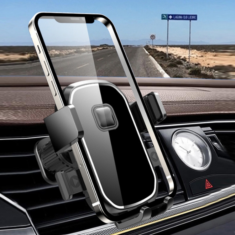 Auto-Luftauslasshaken fest Navigations-Handyhalter (Spiegelschwarz)