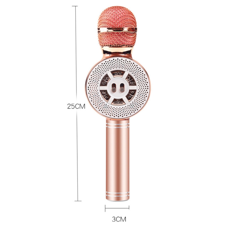 Micrófono Bluetooth inalámbrico con efecto de luz RGB multifuncional WS-669 con función de audio (oro rosa) - B2